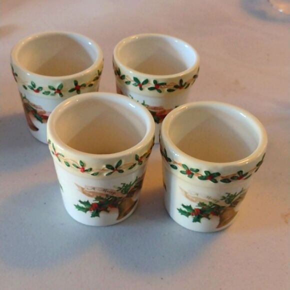 Yankee Candle Ceramic Votive Tealight Candle Holders Christmas Decoration x 4 - Picture 3 of 8